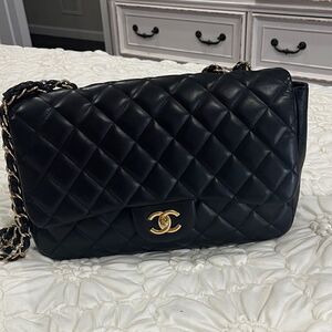 Chanel Black Quilted Shoulder Bag with Gold Accents